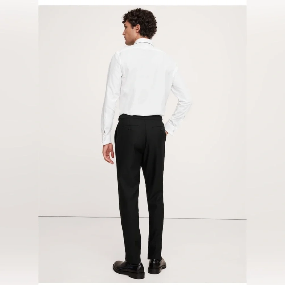 NWOT Banana Republic Men’s Barathea Italian Tuxedo Black Pant Size 32 Short